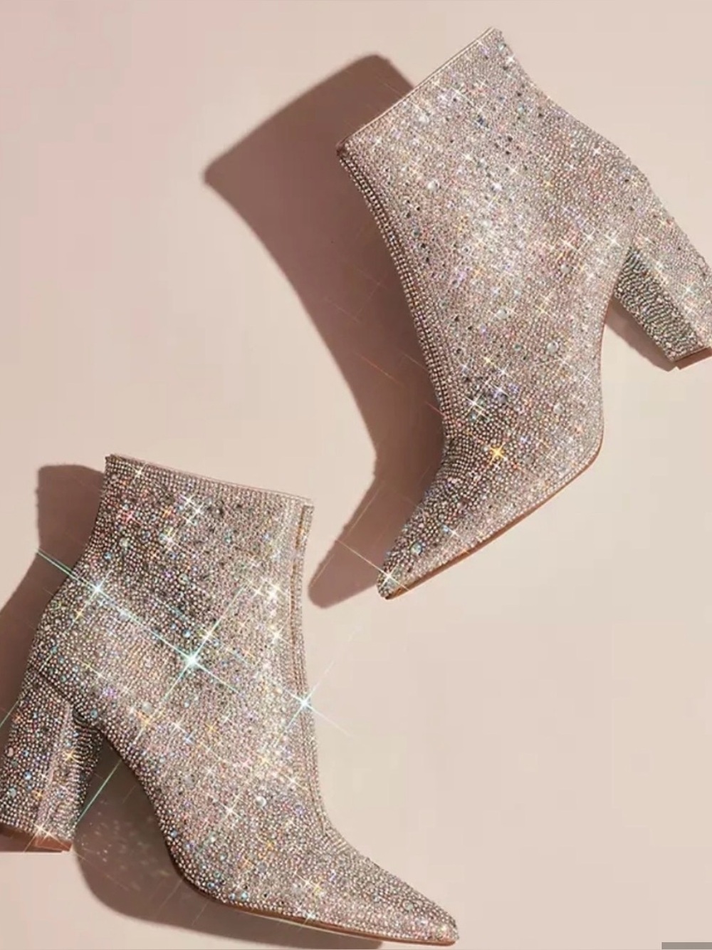 Blue By Betsey Johnson Rhinestone Encrusted Heeled Ankle Booties Size 7.5